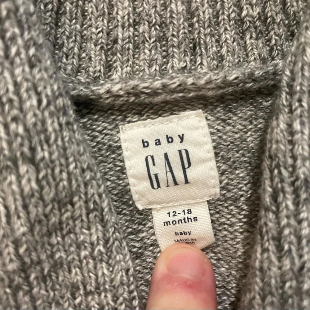 Baby Gap Gray Striped Collared Button Up Sweater Size 12-18 Months